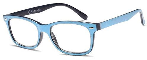 NEW VISION Lunettes De Lecture, Lunettes Loupe, Protection UV400, Style Moderne, Monture Legere Lunette De Lecture Homme Femme NV056 (Céleste, 2.50)