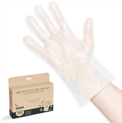 Plantvibes ® 100x Bio Einweghandschuhe L-Size | umweltfreundlich & zu 100% kompostierbar | Einmalhandschuhe aus pflanzlichem Material - perfekt für Lebensmittel