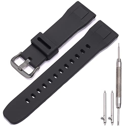 MCXGL 24 mm Schnellverschluss-Gummi-Uhrenarmband, kompatibel mit Casio Pro Trek PRG-650Y PRG-600 PRW-6600, Herren-Ersatzarmband, Silikon, wasserdicht, Schwarz