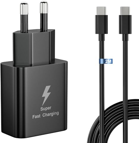 25W Schnellladekabel USB C mit Netzteil für Samsung Galaxy A55 5g A54 A53 A35 A34 A33 S24 S23 S22 S21 S20 fe S10 S9 S8 A52 A51 A70, mit Ladekabel Original 2m Type c Super Fast Charger für Samsung