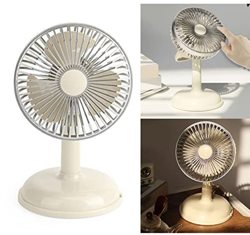 Cryfokt Petit Ventilateur électrique, Ventilateur de Table Oscillant, Ventilateur de Bureau Rétro Portable Simple, Petit Ventilateur de Chargement USB de Couleur Pure Vintage (Jaune)