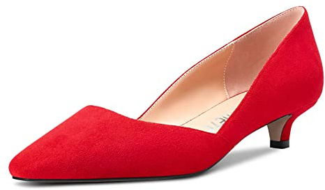 Castamere Women Low Kitten Heel Close Square Toe Pumps Court Shoe Slip-on Classic Cute Office 3.5 CM Heels Party Shoes
