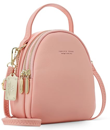 DORRISO Carino Piccolo Zaino Donna con Foro Auricolari Piccolo Moda Borsetta per Viaggio Lavoro Scuola Quotidiano Casuale Impermeabile Comodo Pelle PU Semplice Mini Donna Backpack Rosa