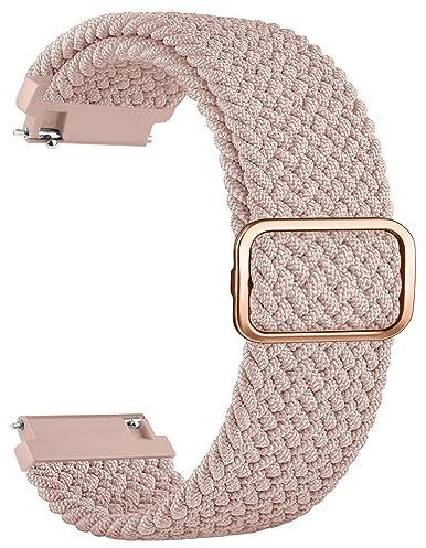 Meliya Correa para 22mm Reloj Nailon de Liberación Rápida para Hombre y Mujer,Nailon Elástica Trenzada Loop Ajustable Pulseras de Repuesto para 22mm Reloj(Rosa)
