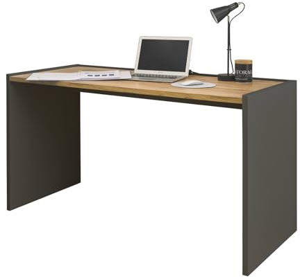 Furn.Design Schreibtisch in grau matt und Eiche Wotan Holz Laptoptisch für Homeoffice und Büro Bürotisch143 x 62 cm Center