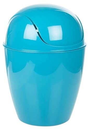 URBNLIVING Plastic Swing Top Lid Bin Rubbish Trash Can Bathroom Office Under Counter (Teal, 12L)
