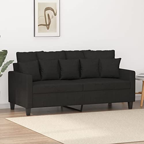 SECOLI Sofa 2 sitzer Sofa 2er Sofa 2 sitzer Stoff Couch 2 sitzer 2er Couch Sofa klein Stoff Sofa für Wohnzimmer/Schlafzimmer/Büro/Wohnung-Schwarz-2-2-sitzer:140cm