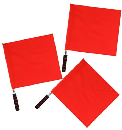 Happyyami 3st Kommandantenflagge Leitfahne Volleyball-schiedsrichterfahnen Fan Jubelt Flagge Fußball-trackflags Sicherheitswarnflagge Rennflagge Rot Rostfreier Stahl