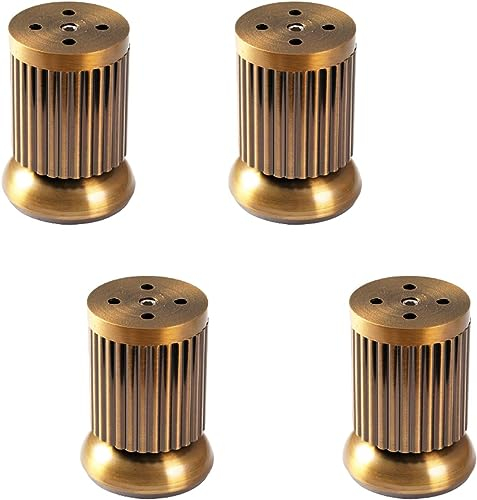 KRHINO LILIKY 4-teilige verstellbare Möbelfüße, Schrankfüße aus Zink, Sofafüße aus Metall, Gummikissen mit Schrauben, Messing (8 cm) Tisch- und Stuhlbeine (Color : Giallo, Size : 10cm/3.9inch), GH-12