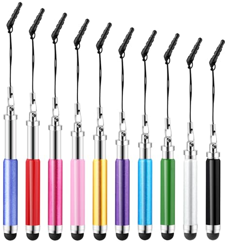AOZUO Lot de 10 mini stylets de haute précision pour écrans tactiles pour tous les smartphones, téléphones portables, tablettes et appareils à écran tactile universels