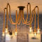 ANWIO Hanfseil Deckenlampe Pendelleuchte Spinne Kronleuchter Hanfseil DIY Deckenleuchte Retro Hängelampe Pendellampe E27 für Speisesaal Schlafzimmer Wohnzimmer Esszimmer Hotel Dekoration (6 Flammig)