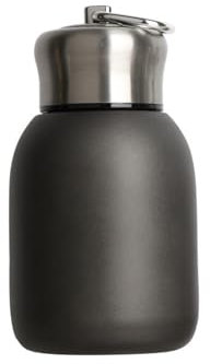 Dvagoent Petite Gourde Isotherme Double Couche, Mini Thermos Cafe Acier Inoxydable 304 300ml, Avec Boucle De Transport, Taille Compacte, Peut être Mis Dans Votre Poche (Noir)