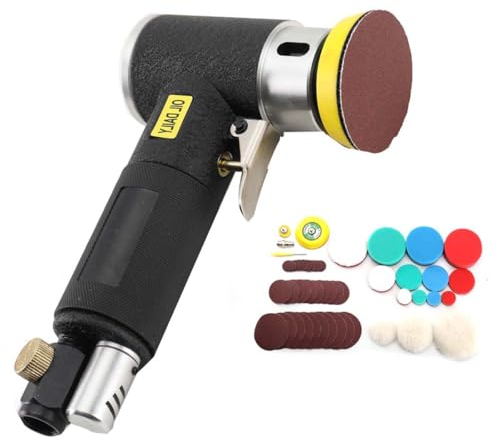 NICCOO Mini Druckluft Winkelschleifer Set,Druckluft Exzenterschleifer Gierschleifer Poliermaschine,1 2 3 Pad Polieren Schleifen Mascine,Feinschleif-, Polier für Automobile, Motorräder | 15000U/min