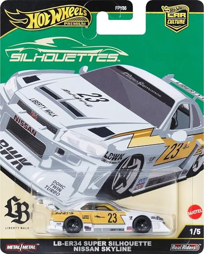 Hot Wheels JBK59 Car Culture Silhouette LB-ER34 Super Silhouette Nissan Skyline Fahrzeug Spielzeug Mini Auto ab 3 Jahren Weiß