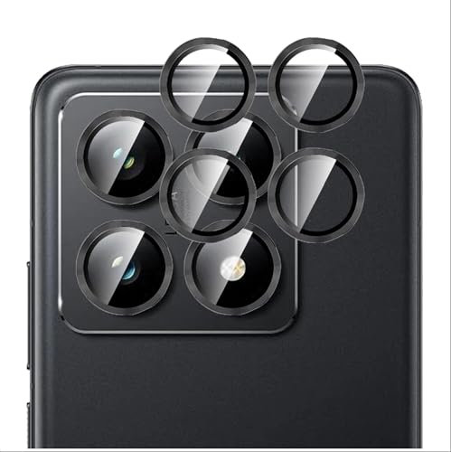 GIOPUEY Pellicola Fotocamera Compatibile Xiaomi 14T PRO, Doppia Protezione Metallo + Vetro Temperato, Protezione Completa - Black