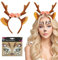NebulaGlam Haarreif Reh Geweih Hörner Rehohren + Reh Gesichtstattoo, Karneval Kostüm Damen Mädchen, Damen Kinder Reh kostüm Kopfschmuck Haarreifen Fasching Mottoparty Halloween Kostüm