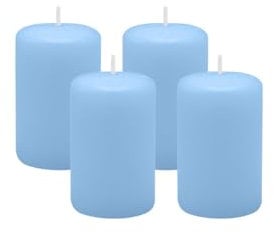 4er Set Adventskranzkerzen Blue Bell Hellblau Ø 50 x 80 mm