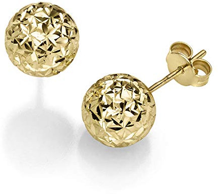 10mm Kugel Ohrstecker Stecker Ohrschmuck aus 585 Gold Gelbgold diamantiert