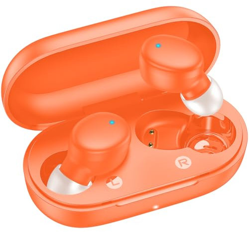 kurdene Wireless Earbuds Bluetooth 5.3 in Ear Buds Light Weight Headphones,Deep Bass Sound,Built in Mics Headset,Clear Calls Earphones for Sports Workout Orange