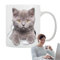 Ceramic Cat Mug - Kawaies Bamboos Lid, 350ml Ceramic Coffee Mug | Spoon Novelty Morning Cup Coffee Milk Tea Mugs, Funny Cat Coffee Mug for Tea, Milk, Morning Coffee, Novelty Mug Women