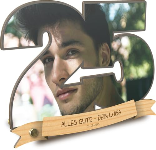 25 Geburtstag - 25 Geburstag Frauen personalisiert - Foto Motiv Holzbild opt. mit Sockel - 25 Geburtstag Männer, 25 Geburtstag Deko, 25. Geburtstag Frau, 25 Jahre Geburtstag, 25 Geburtstag Mann
