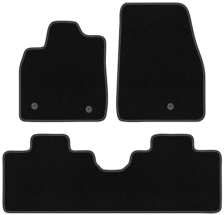Velours-Fußmatten passend für Ford Mustang Mach-e 2020-, Schwarz, BASIC | dünner Velours-Teppich (Polypropylen), ca. 4 mm; rutschfest, runde Befestigungen (Typ FC)