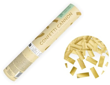 Konfettikanone mit Streifen 20cm x 24 Stück - 5 bis 8 m Effekthöhe - Konfetti Kanone Geburtstag Hochzeit - Party Popper - Konfettiregen Shooter - Konfettibombe - Gold