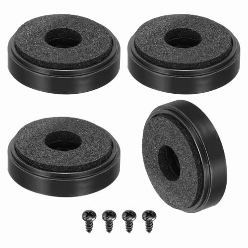 sourcing map 4 Pcs Speaker Isolation Feet,30mmx8mm Plastic Foam Shock Absorption Base Pad Anti Vibration Amplifier Stand Feet Mat for Audio CD HiFi Home Theater Sound System, Black