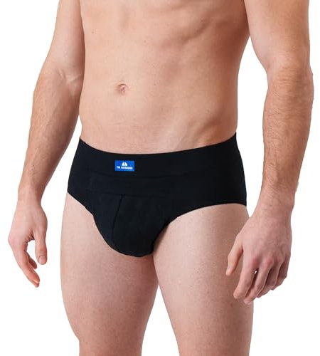 Inkontinenz Slip Herren – Inkontinenz Pants Männer mit Blasenschwäche | patentiertes Zwei-Kammern-System zum Einlegen von Pads bis Level 3 | diskret, waschbar, atmungsaktiv (Schwarz, L)