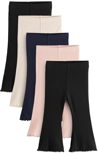 NEXT Mädchen Gerippte Leggings mit Schlag, 5er-Pack Mehrfach 104-110