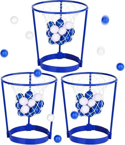 3er-Set Kopfkorb-Basketball-Partyspiel für Kinder und Erwachsene – Jahrmarktspiele, verstellbarer Korbnetz-Kopfring mit 40 Bällen für Geburtstagspartys, Kopf-Basketballspiel, Familienaktivitäten für d