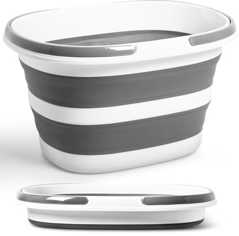 Zonopy Cubo plegable para fregona de 16 litros con asas, cubo de silicona plegable que ahorra espacio para limpieza, lavandería, almacenamiento, lavabo portátil para el hogar y el automóvil, cubo