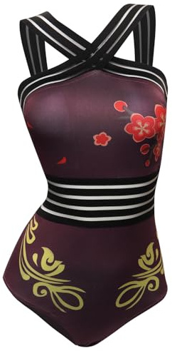 Daiendi Genshin Impact Cosplay Hu Tao Kostüm Anime Damen Badeanzug Halloween Karneval Bikini Costume