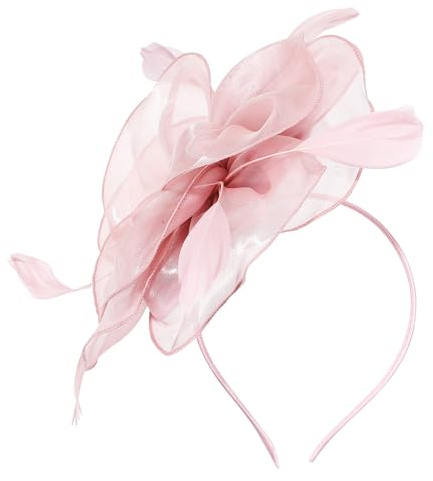 FIXOSHEE Rosa Fascinator Teepartyhut Damen Haarband Kopfschmuck Stirnband für Hochzeiten Bankette