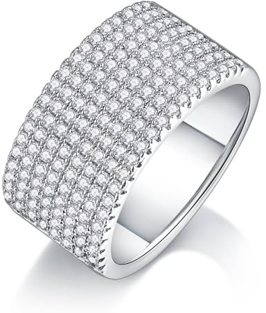 Skcess 18K Weißgold Ring für Freundin, Wedding Ring Moissanit Weiß Größe 54 (17.2)
