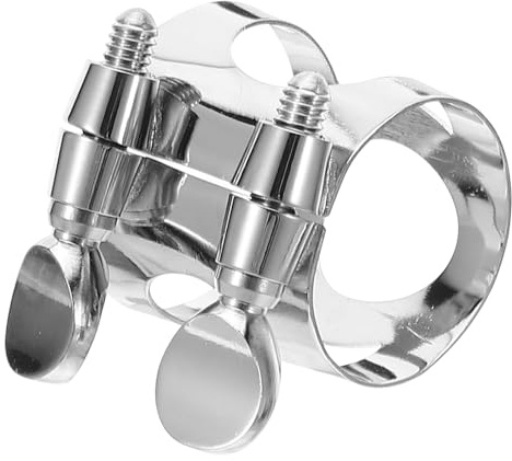HAMPPLIES Abrazadera para Clarinete Agudo Niquelada Doble Tornillo, Ligadura Ajustable para Boquilla de Clarinete Sib Alto, Accesorio para Instrumentos de Viento y Madera