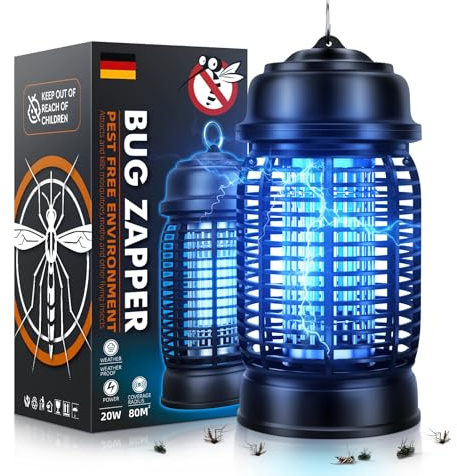 Insektenvernichter Elektrisch, 20W UV Mückenlampe, Insektenfalle Elektrisch Mückenfalle, IPX4 Wasserdicht Mosquito Kille, Anti Mücken Lampe für Innen Outdoor Schlafzimmer Haus Garten