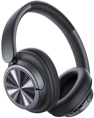Hybrid Active Noise Cancelling Headphones 120H Playtime Wireless Headphones Bluetooth 6.0 Over Ear Headphones with 6 ENC HD Call Mic, Hi-Res 360° Spatial Audio ANC Headphone for Travel Workout Black