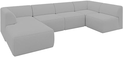 ALTDECOR Ecksofa in U-Form Corner Sofa Bett Eckcouch Couch L-Form Wohnlandschaft Cauchsofa MOVO 345x180x78 Hellgrau
