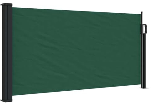 Auvent latéral rétractable Vert foncé 100 x 500 cm en Polyester PU avec Cadre Acier et Aluminium, Protection Solaire extérieure, Brise-Vue pour terrasse, Balcon, Jardin, Patio