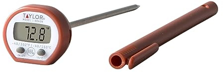 Taylor Instant Read Digital Meat Food Grill BBQ Cooking Kitchen Thermometer, Comes with Pocket Sleeve Clip, Red