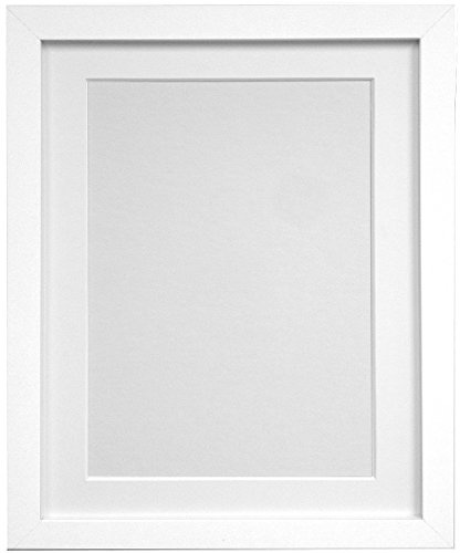 FRAMES BY POST 25mm White Picture Photo Frame with White Mount 40 x 30cm For Pic Size 12 x 8