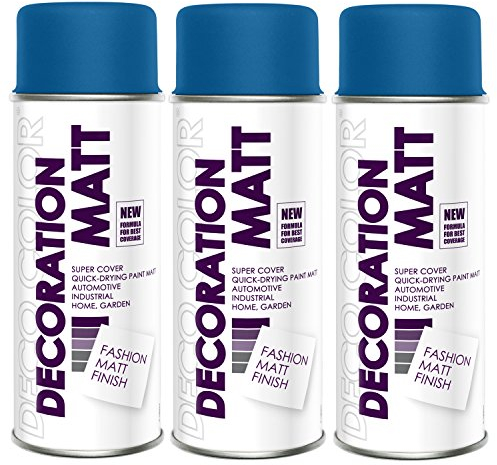 Deco Color 3er Sparpack DC Lackspray matt 400ml nach RAL freie Farbauswahl (3 Dosen in signalblau MATT RAL 5005)