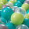 KiddyMoon 100 ∅ 7Cm Balles Colorées Plastique pour Piscine Enfant Bébé Fabriqué en EU, Turquoise/Vert Clair/Gris/Transparent