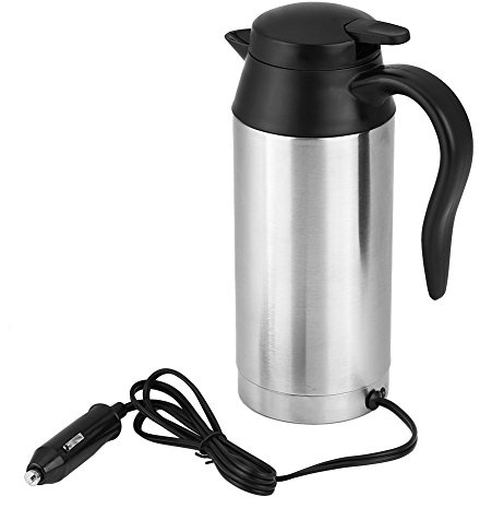 12V 750ML Car Kettle Electric Electric Water Kettle, Portable Stainless Steel Car Heating Drinking Cup Travel Kettle Thermoses for Heating Water Coffee Milk Tea cup holder