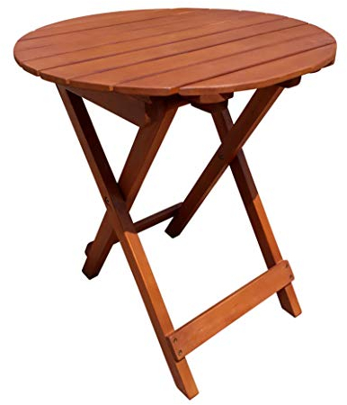 Spetebo Eukalyptus Gartentisch rund - 50x45 cm - Holz Biergartentisch Balkon Tisch Klapptisch Bistrotisch