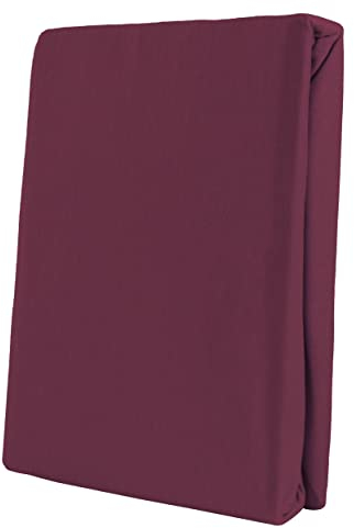 Leonado Vicent - Classic Spannbettlaken Bettlaken 100% Baumwolle Jersey Spannbetttuch in vielen Farben & Größen, Maße Spannbettlaken:90 x 200 cm - 100 x 200 cm, Farbe Spannbettlaken:Bordeaux