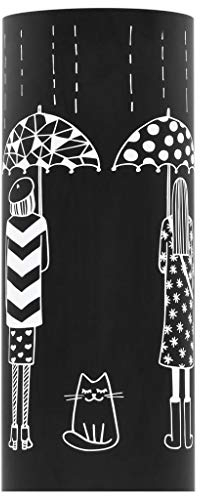yorten Regenschirmständer Frauen-Design Metall Schirmständer mit Abnehmbaren Wasserauffangschale Stahl 18 x 48,5 cm (Durchmesser x H) Schwarz