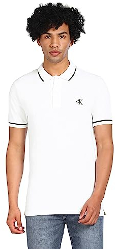Calvin Klein Jeans Maglietta Polo Maniche Corte Uomo Slim Fit, Bianco (Bright White), L