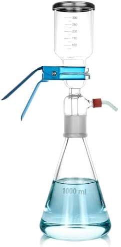 QWORK 1000ml Glass Vacuum Suction Filter, Lab Vacuum Filtration Distillation Apparatus for Filtering in Lab with 300mL Graduated Funnel